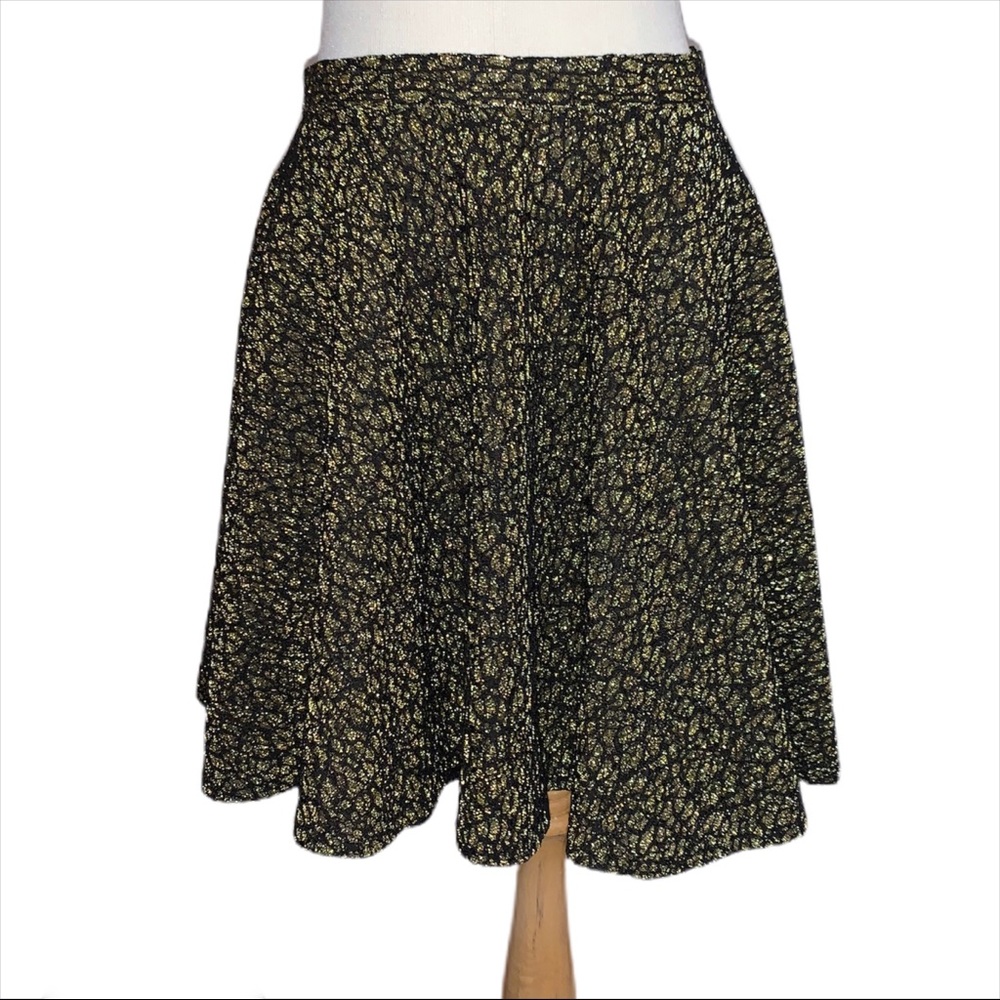 Ark & Co. Gold and Black Mini Skater Skirt M